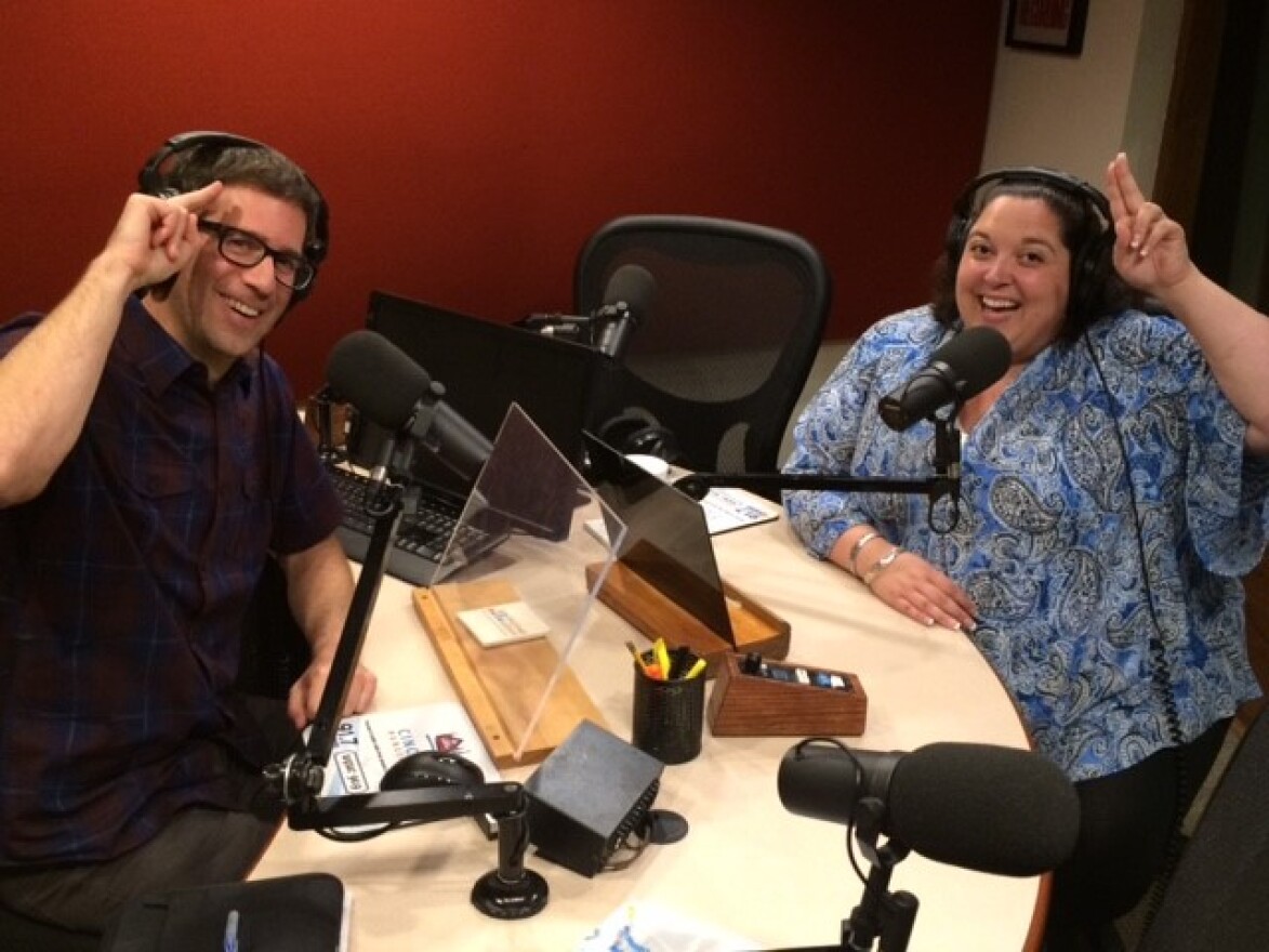 Dean Regas and Anna Hehman in the WVXU studios